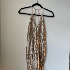 Gold Sequin Strappy Dress